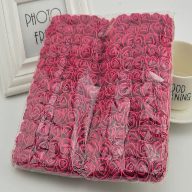 144pcs 2cm MINI foam roses for home Wedding fake Flower Decora Scrapbooking diy wreath gift box cheap Artificial Flower Bouquet - A Woman Knows Best