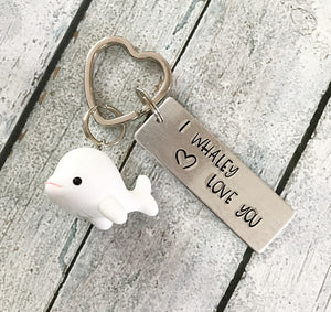 I whaley love you - Hand stamped keychain - Fun - A Woman Knows Best