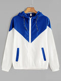 Contrast Drawstring Hooded Zip Up Jacket - A Woman Knows Best