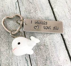 I whaley love you - Hand stamped keychain - Fun - A Woman Knows Best