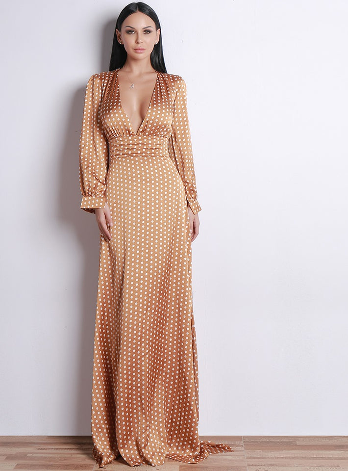 Tan Polka Dot Dress - A Woman Knows Best