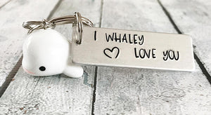 I whaley love you - Hand stamped keychain - Fun - A Woman Knows Best