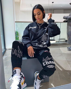 Women Tracksuit 2 Piece Set Autumn Letter Print Oversized Hoodies Sweatshirt Joggers Pants Suit Sweatpants Outfits Matching Set - A Woman Knows Best