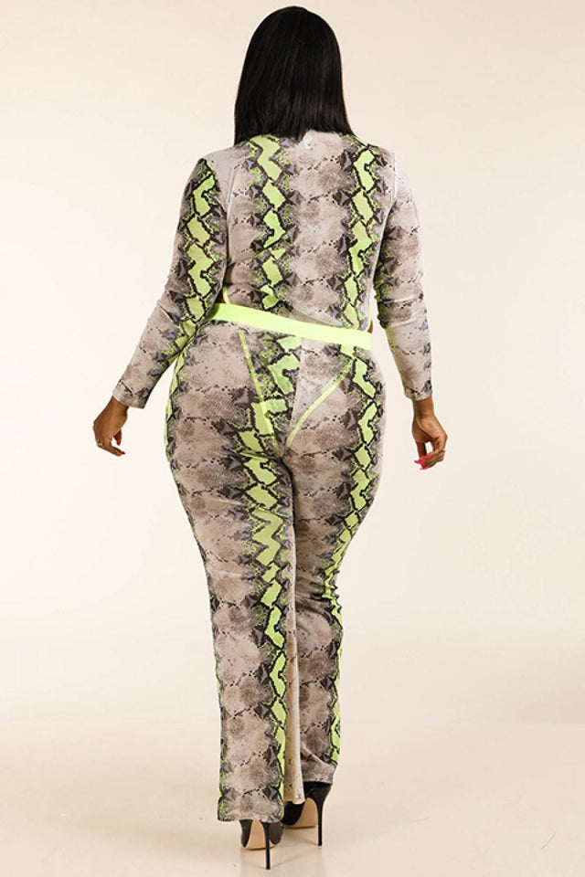 Snake Printed Mesh Bodysuit & Leggings Set - A Woman Knows Best