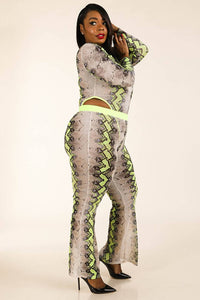 Snake Printed Mesh Bodysuit & Leggings Set - A Woman Knows Best
