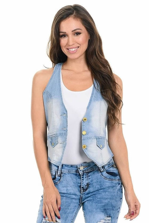 M.Michel Women's Denim Vest - Style 280 - A Woman Knows Best