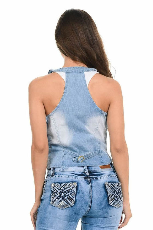 M.Michel Women's Denim Vest - Style 280 - A Woman Knows Best
