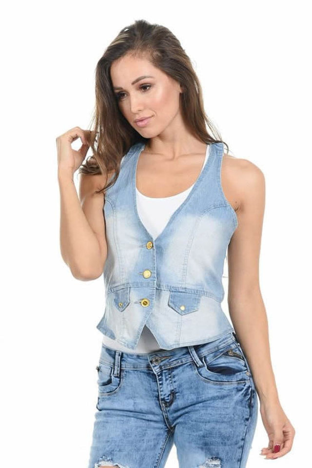 M.Michel Women's Denim Vest - Style 280 - A Woman Knows Best