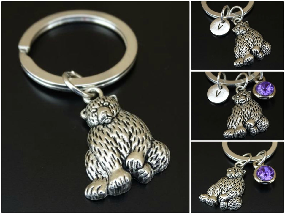 Grizzly Bear Charm Keychain Personalized Gift - A Woman Knows Best