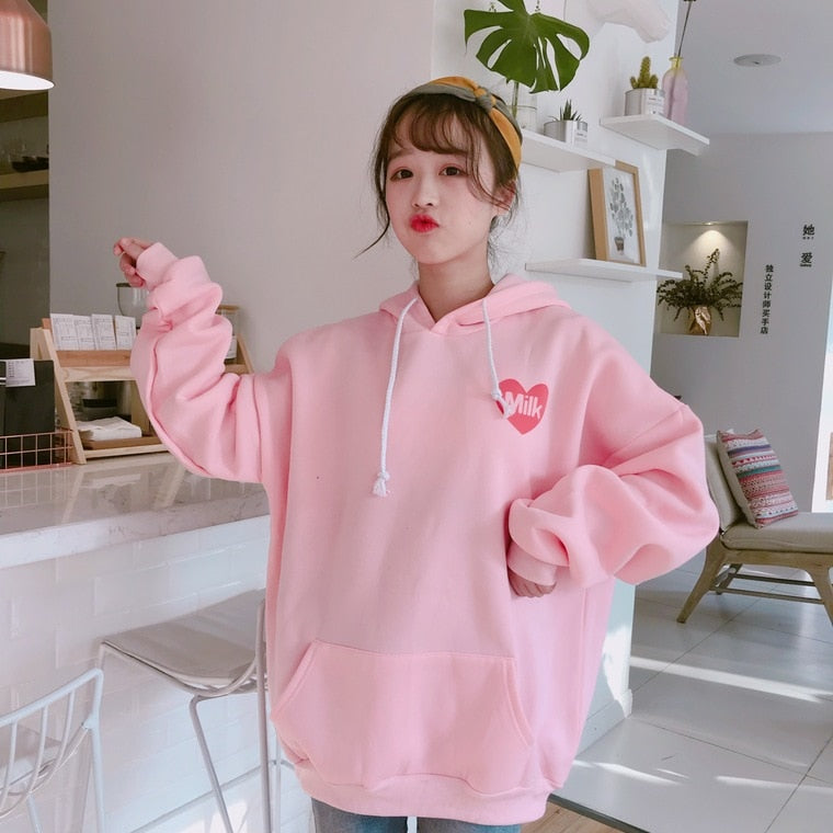 2021 New Fashion Cute Cartoon Printed Back Velvet Thick Hooded Long Sleeve Female Sweatshirts - A Woman Knows Best