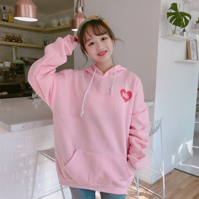2021 New Fashion Cute Cartoon Printed Back Velvet Thick Hooded Long Sleeve Female Sweatshirts - A Woman Knows Best