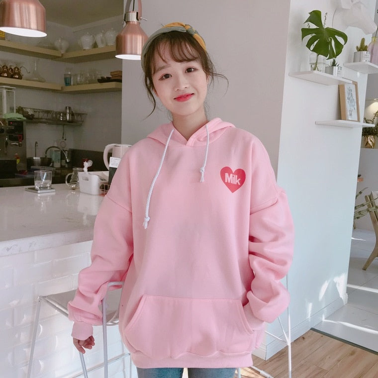 2021 New Fashion Cute Cartoon Printed Back Velvet Thick Hooded Long Sleeve Female Sweatshirts - A Woman Knows Best
