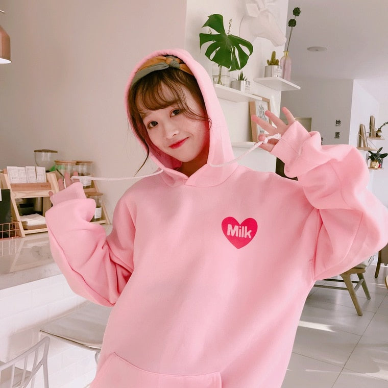 2021 New Fashion Cute Cartoon Printed Back Velvet Thick Hooded Long Sleeve Female Sweatshirts - A Woman Knows Best