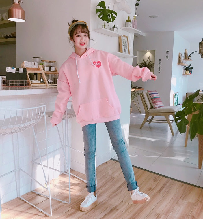 2021 New Fashion Cute Cartoon Printed Back Velvet Thick Hooded Long Sleeve Female Sweatshirts - A Woman Knows Best