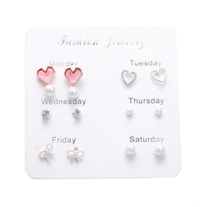 FNIO Women's Earrings Set Pearl Earrings For Women Bohemian Fashion Jewelry 2020 Geometric Crystal Heart Stud Earrings - A Woman Knows Best