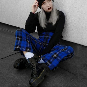 Plaid Pants Women Streetwear Cool Girl High Waist Trousers harem sweatpants joggers women cargo sweat pants korean pantalon - A Woman Knows Best