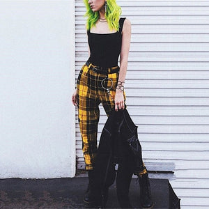 Plaid Pants Women Streetwear Cool Girl High Waist Trousers harem sweatpants joggers women cargo sweat pants korean pantalon - A Woman Knows Best