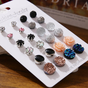 EN 12 Pairs Flower Women'S Earrings Set Pearl Crystal Stud Earrings Boho Geometric Tassel Earrings For Women 2020 Jewelry Gift - A Woman Knows Best