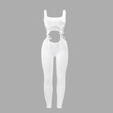 Simenual Bandage Fitness Fashion Women Matching Sets Sleeveless Solid Sporty Workout Two Piece Outfits Skinny Top And Pants Set - A Woman Knows Best