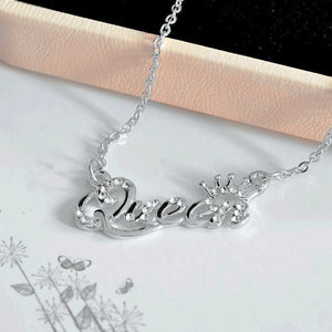 SexeMara Hot Style Jewelry Gold-Color Queen Letter Crystal Choker Necklace Personaliy Pendant Necklace for Women Female 2019 - A Woman Knows Best