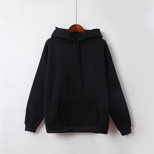 2021 New Social Harajuku Hoodies For Girls Solid Color Hooded Tops Women's Sweatshirt Long-sleeved Winter Velvet Thickening Coat - A Woman Knows Best