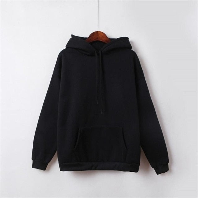 2021 New Social Harajuku Hoodies For Girls Solid Color Hooded Tops Women's Sweatshirt Long-sleeved Winter Velvet Thickening Coat - A Woman Knows Best