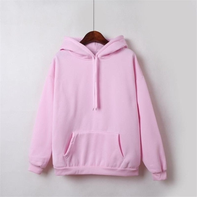 2021 New Social Harajuku Hoodies For Girls Solid Color Hooded Tops Women's Sweatshirt Long-sleeved Winter Velvet Thickening Coat - A Woman Knows Best