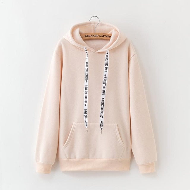 2021 New Social Harajuku Hoodies For Girls Solid Color Hooded Tops Women's Sweatshirt Long-sleeved Winter Velvet Thickening Coat - A Woman Knows Best