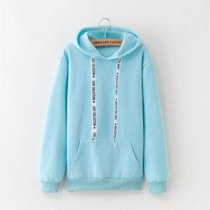 2021 New Social Harajuku Hoodies For Girls Solid Color Hooded Tops Women's Sweatshirt Long-sleeved Winter Velvet Thickening Coat - A Woman Knows Best