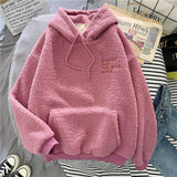 Autumn Winter Coat Pink Sweet Hooded Sorry Print Harajuku Loose Pocket Hoodies Womens Fleece Flannel Pullover Female Sweatshirt - A Woman Knows Best