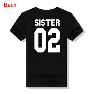 Women Fashion Summer Casual Best Friends T Shirt SISTER 01 SISTER 02 Tees Shirt Short Sleeve Sister Matching Outfit Female Tops - A Woman Knows Best