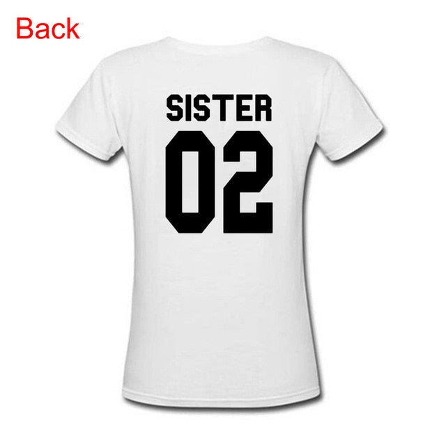 Women Fashion Summer Casual Best Friends T Shirt SISTER 01 SISTER 02 Tees Shirt Short Sleeve Sister Matching Outfit Female Tops - A Woman Knows Best