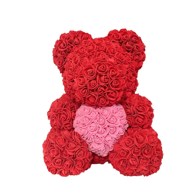 2021 40cm Rose Bear Heart Artificial Flower Rose Teddy Bear For Women Valentine's Wedding Birthday Christmas Gift - A Woman Knows Best