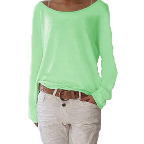 Solid Color Comfortable Casual Round Neck Long Sleeve Women Knitted T-shirt Bottoming Top - A Woman Knows Best