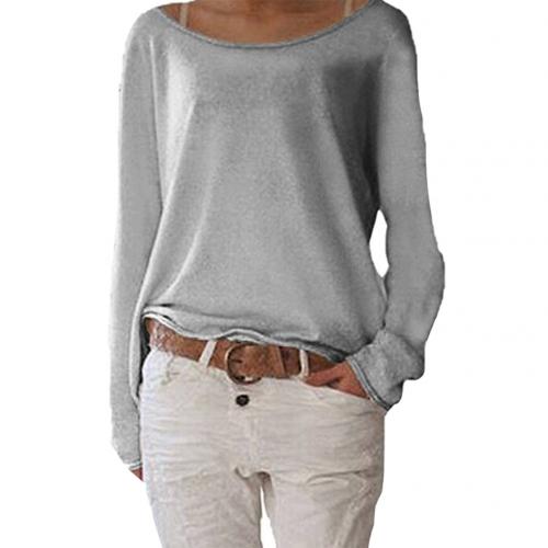 Solid Color Comfortable Casual Round Neck Long Sleeve Women Knitted T-shirt Bottoming Top - A Woman Knows Best