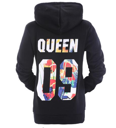 High Quality Sweashirt Men Women Couple Hoodies Spring Autumn Black Graphic Lover's Interlocking Fingers Hand Print Pullovers - A Woman Knows Best