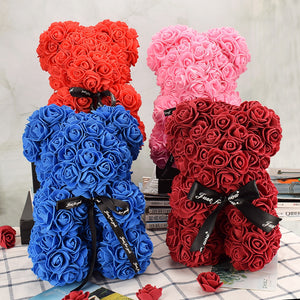 Nice Valentines Day Gift 25cm Red Rose Bear Rose Flower Artificial Decoration Christmas Gifts Women Valentines Gift Home Decor - A Woman Knows Best