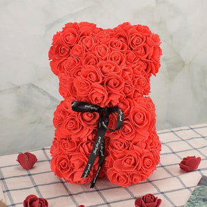 Nice Valentines Day Gift 25cm Red Rose Bear Rose Flower Artificial Decoration Christmas Gifts Women Valentines Gift Home Decor - A Woman Knows Best