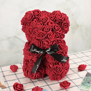 Nice Valentines Day Gift 25cm Red Rose Bear Rose Flower Artificial Decoration Christmas Gifts Women Valentines Gift Home Decor - A Woman Knows Best