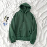 Velvet Thickened Hooded Sweatshirt Women Casual Solid Long Sleeve Loose Pullover Tops Female Harajuku Green Blue Autumn Hoodies - A Woman Knows Best