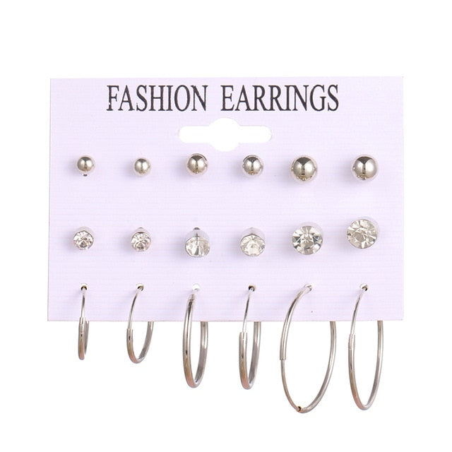 EN 12 Pairs Flower Women'S Earrings Set Pearl Crystal Stud Earrings Boho Geometric Tassel Earrings For Women 2020 Jewelry Gift - A Woman Knows Best