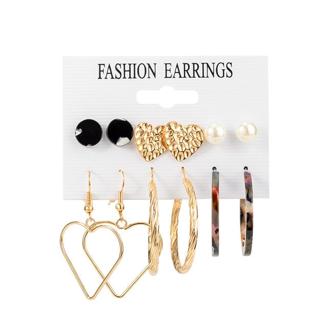 12 Pairs/Set Women's Earrings Set Stud Earrings For Women Bohemian Fashion Jewelry Vintage Geometric Crystal Pearl Earrings 2020 - A Woman Knows Best