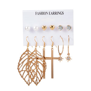 12 Pairs/Set Women's Earrings Set Stud Earrings For Women Bohemian Fashion Jewelry Vintage Geometric Crystal Pearl Earrings 2020 - A Woman Knows Best