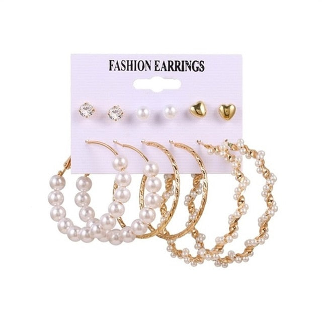 EN 12 Pairs Flower Women'S Earrings Set Pearl Crystal Stud Earrings Boho Geometric Tassel Earrings For Women 2020 Jewelry Gift - A Woman Knows Best