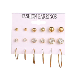 EN 12 Pairs Flower Women'S Earrings Set Pearl Crystal Stud Earrings Boho Geometric Tassel Earrings For Women 2020 Jewelry Gift - A Woman Knows Best