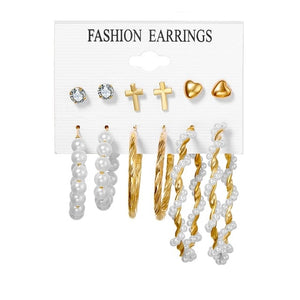 EN 12 Pairs Flower Women'S Earrings Set Pearl Crystal Stud Earrings Boho Geometric Tassel Earrings For Women 2020 Jewelry Gift - A Woman Knows Best