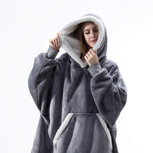 Oversized Hoodie Blanket With Sleeves Sweatshirt Plaid Winter Fleece Hoody Women Pocket Female Hooded Sweat Oversize Femme - A Woman Knows Best