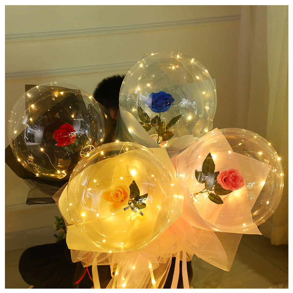 LED Luminous Balloon Rose Bouquet Transparent Bobo Ball Rose Valentines Day Gift Birthday Party Wedding Decoration Balloons #6 - A Woman Knows Best