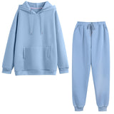 Hoodie 2 Pieces Set Women Autumn Solid Oversized Sweatshirt Set Casual Long Sleeve Fleece Tops Long Pants Tracksuit Suit Outfits - A Woman Knows Best