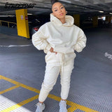 2021 Winter Two Piece Set Women Fleece Long Sleeve Top Hoodie Sweatshirts Sweatpants Pants Jogging Femme Hoodies Tracksuits - A Woman Knows Best